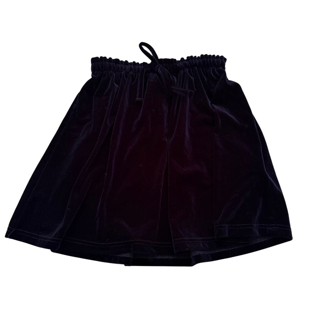 Creamie Dark Blue Velvet Skirt - Gathered Waist - Size 8